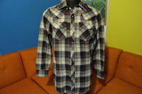 Sears Pearl Snap Vintage Acrylic  Plaid Lumberjack Flannel Shirt Western 70s Cowboy