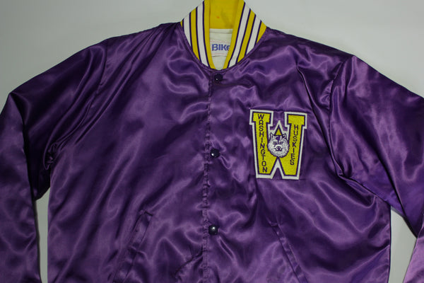 University of Washington Huskies UW Vintage 80's Quilt Lined Satin Coaches Jacket