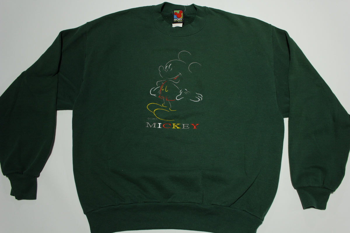 Mickey Mouse Unlimited Vintage Disney 90's Embroidered Outline Crewneck Sweatshirt