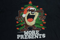 Taz Looney Tunes Christmas More Presents 80s Vintage 1989 Single Stitch USA T-Shirt
