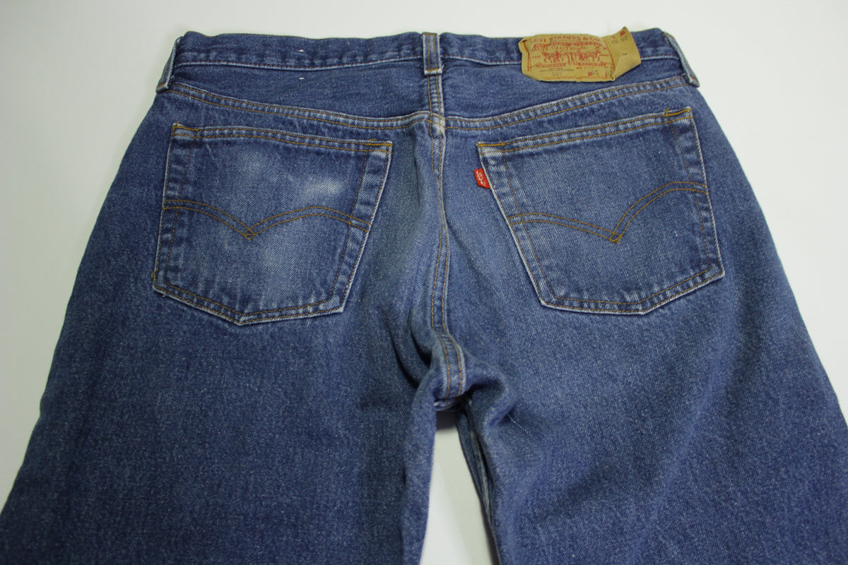 Levis 501 Distressed Button Fly Vintage 80's Denim Grunge Punk Red Tab Blue Jeans