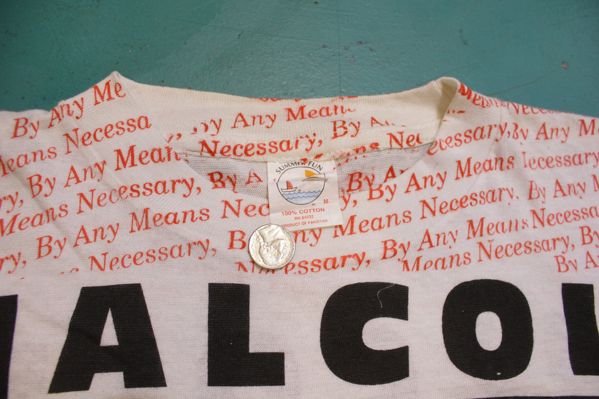 Malcolm X By Any Means Necessary All Over Print Single Stitch T-Shirt