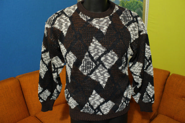 Sasson Vintage 80's Acrylic Illuminati 666 Geometric Diamond Sweater Hip Hop