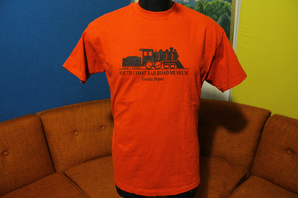Goleta Depot VTG T-Shirt South Coast Railroad Museum Beefy Tee Red Medium 80s