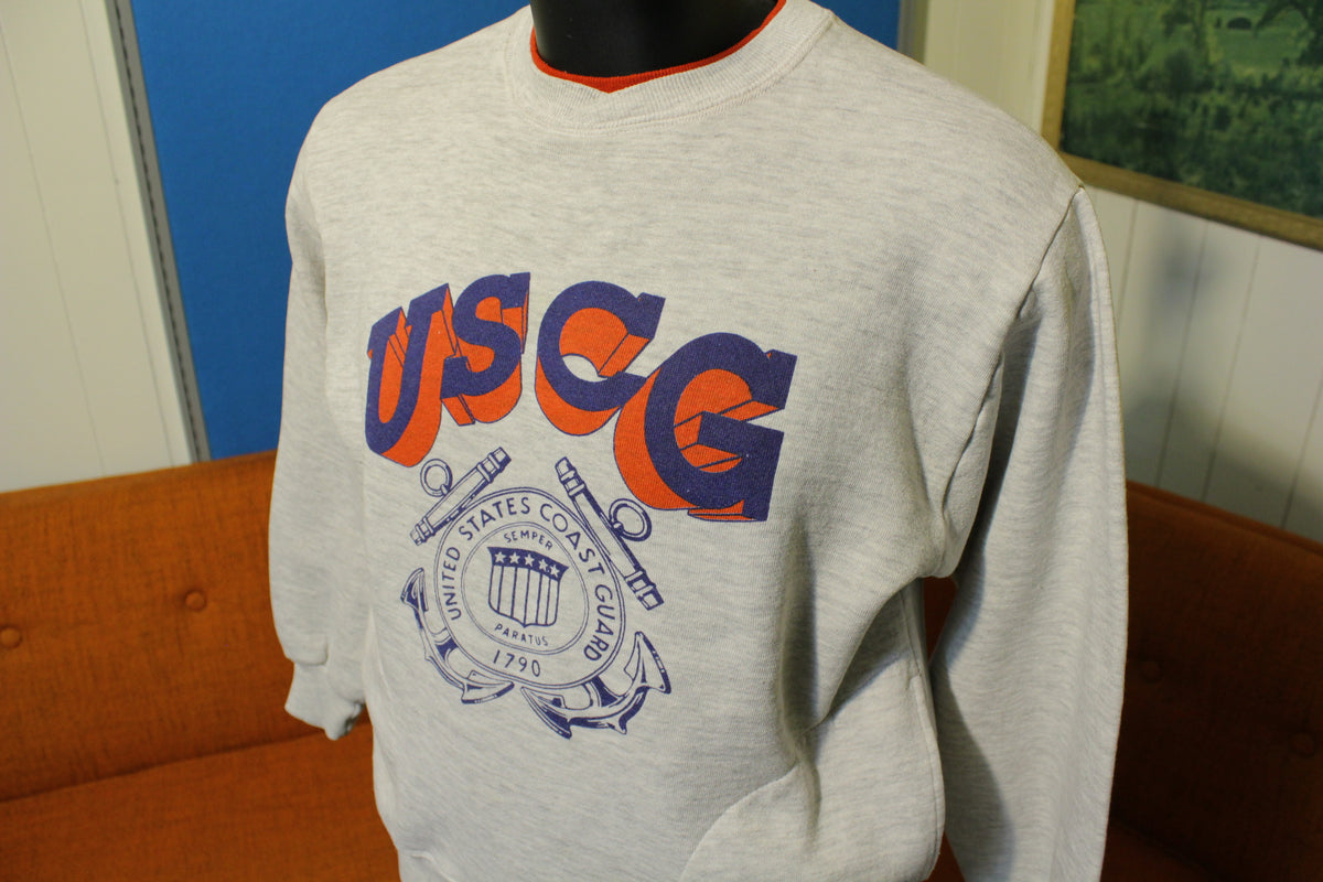 USCG VTG United States Coast Guard Semper Paratus 1790 Pocket Sweatshirt 80's