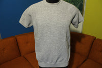 Gearing Up 80's Heathered Grey Short Sleeve Cotton Blend Sweatshirt. Medium