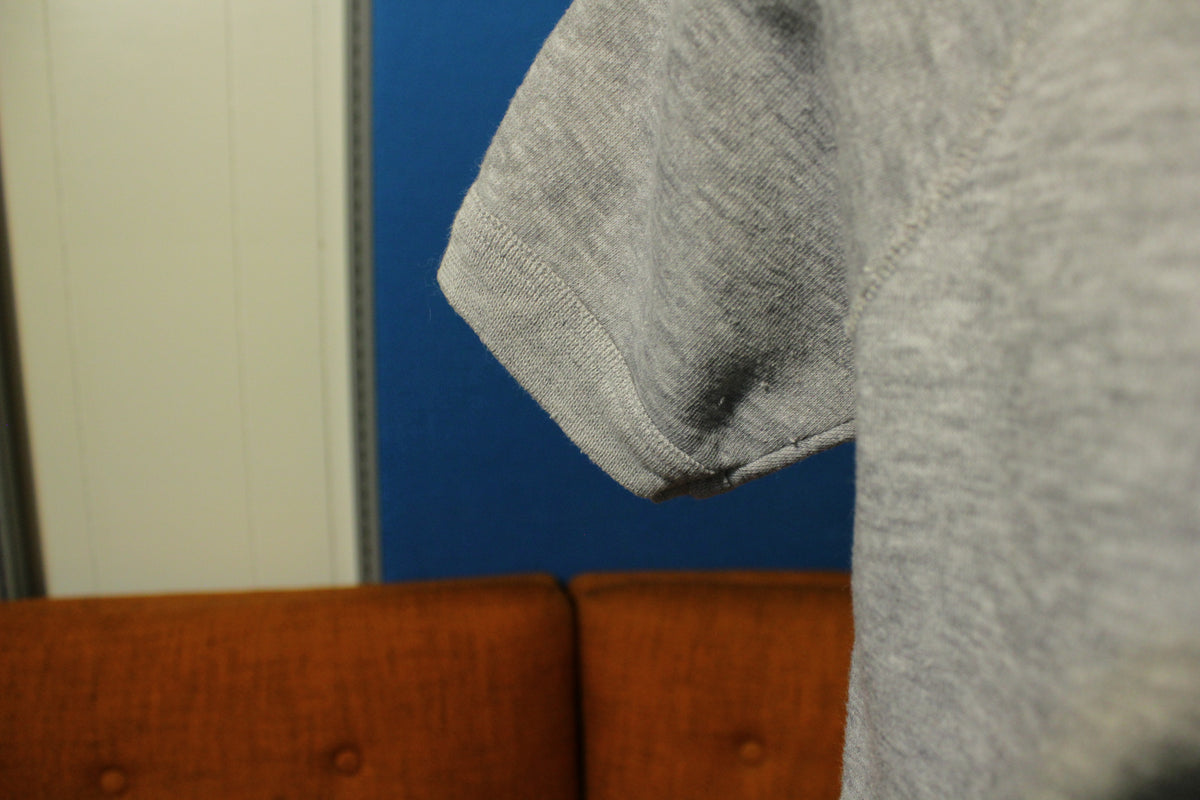 Gearing Up 80's Heathered Grey Short Sleeve Cotton Blend Sweatshirt. Medium