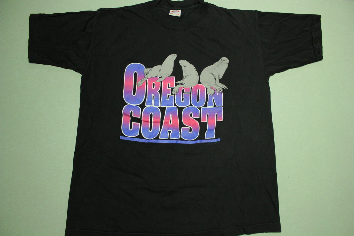 Oregon Coast Poly Tees Sea Lions Seals Vintage 90's Tourist T-Shirt