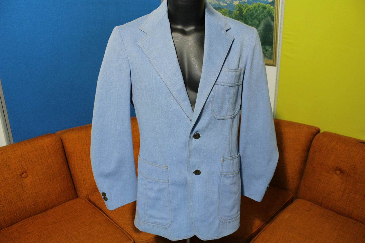 Levis Panatela Disco Denim Blazer Suit Jacket. Baby Blue 70's LP Sportswear