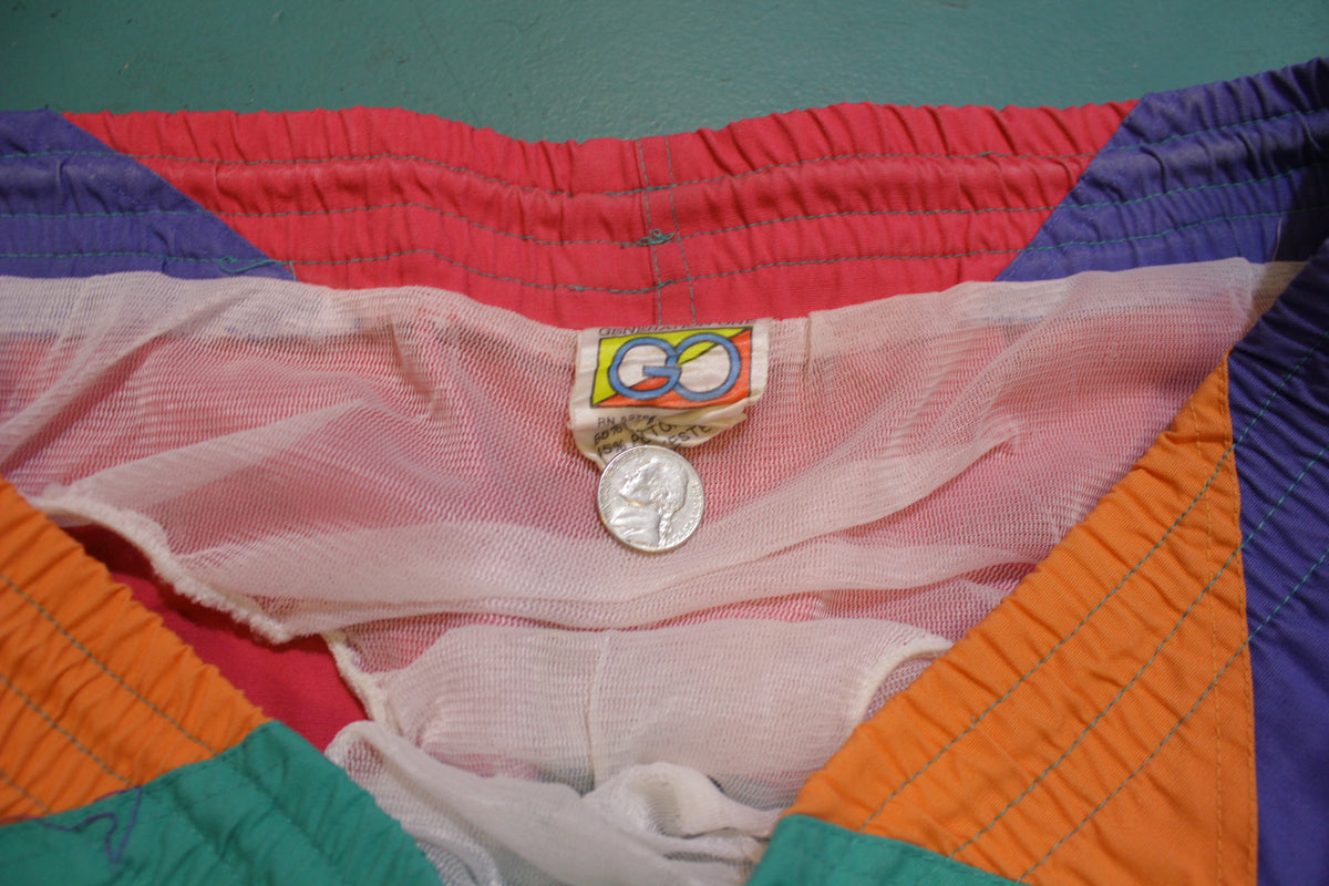 Generation One Vintage Color Block 80's 90's Swimming Trunks Shorts