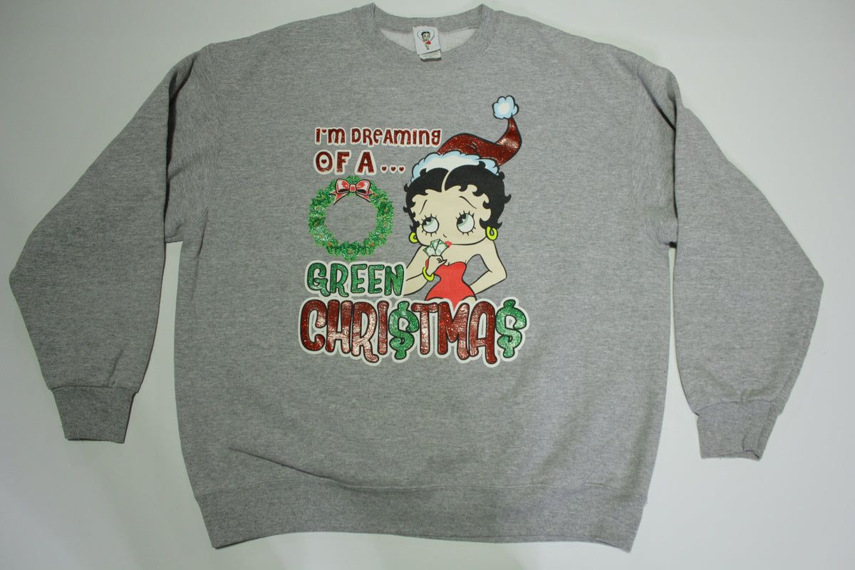Betty Boop I'm Dreaming Green Christmas Vintage 2003 King Features Syndicate Sweatshirt