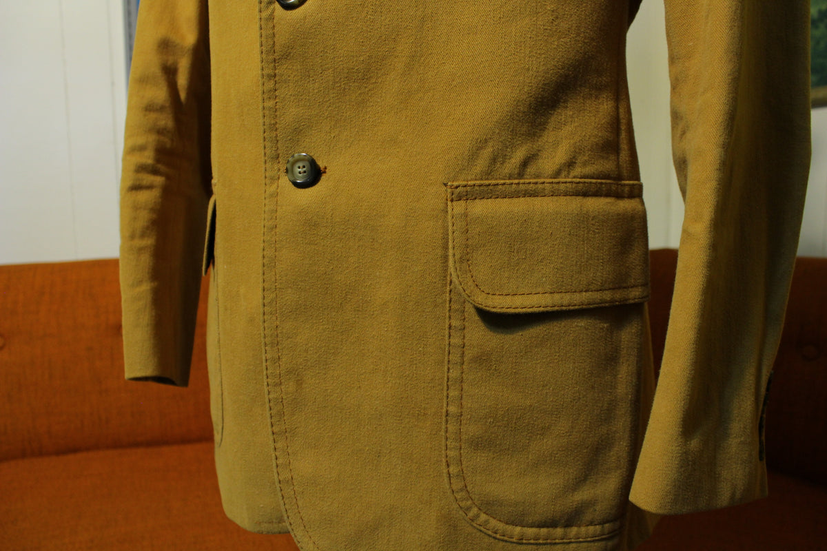 1970s Western 2 Piece Brown Cotton Blazer With Vest. Disco Jacket