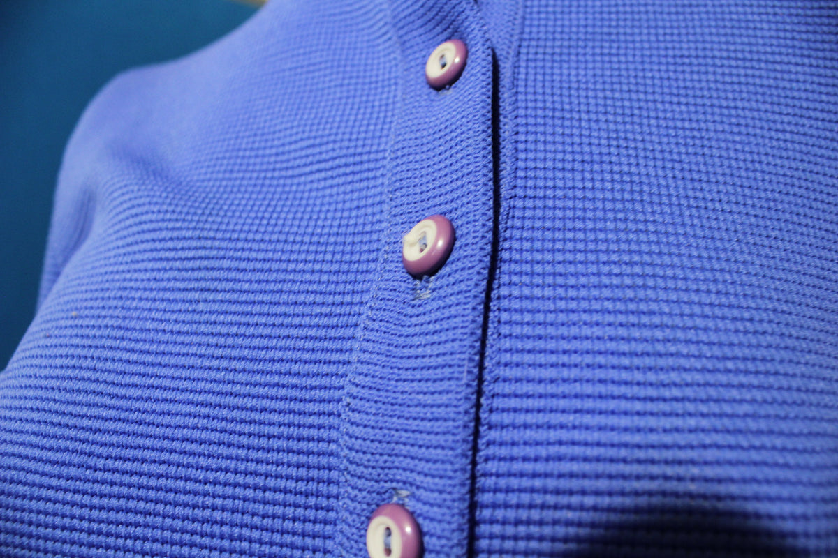 James Kenrob Dalton Purple Button Up Blue White Stripe 60's Cardigan Sweater