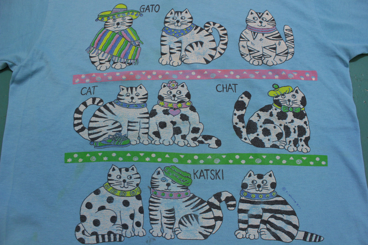 Cat Chat Gato Katski Vintage Single Stitch 90's T-Shirt