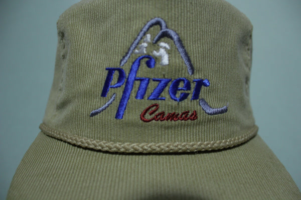 Pfizer Canada Corduroy Rope Vintage 80's Adjustable Back Hat