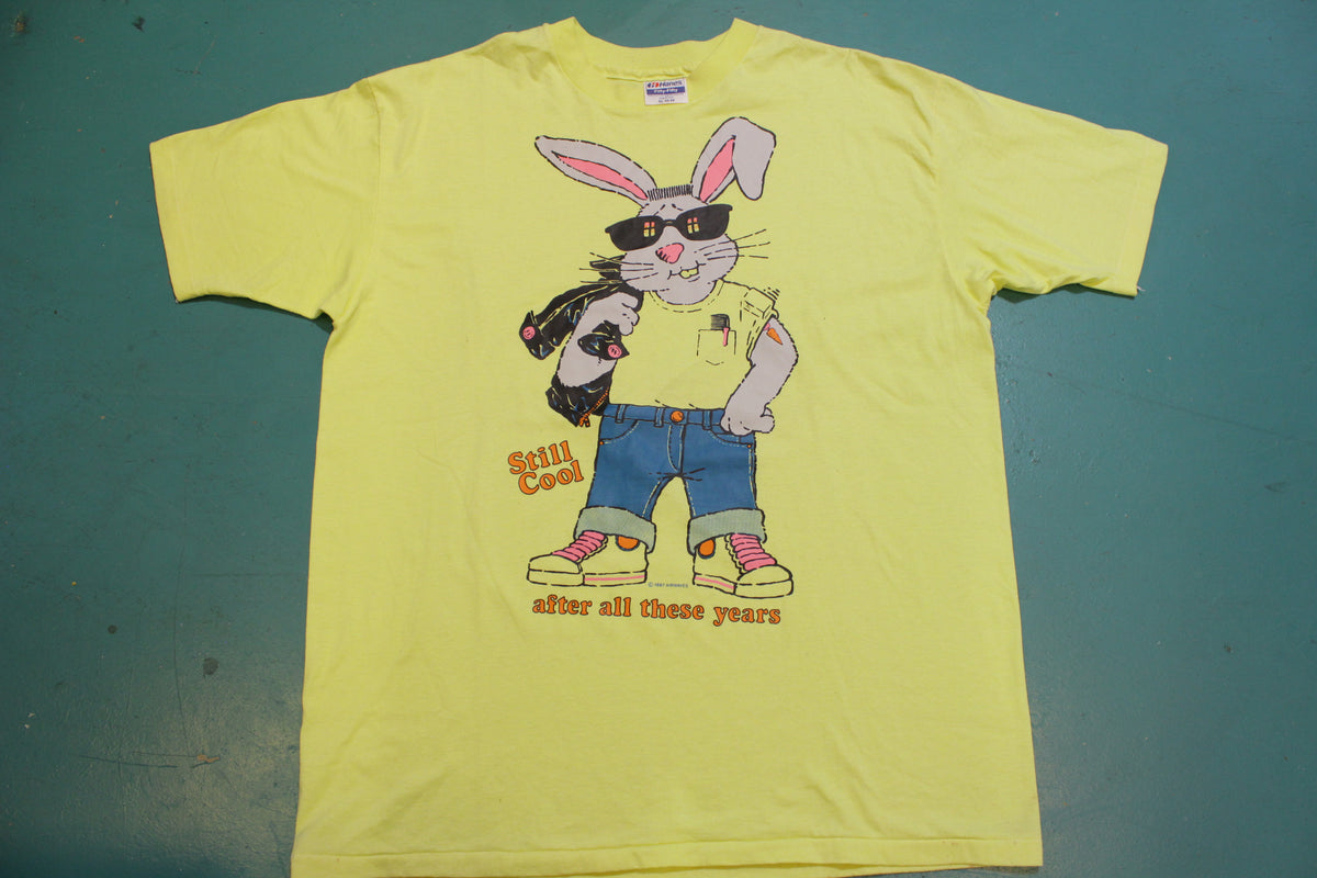 Still Cool 1987 Giant Bunny Rabbit Vintage 80s Airwaves Single Stitch Hanes USA T-Shirt