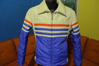 Number 1 Sun Vintage 80's Striped Puffer Ski Snowboarding Coat. Puffy Jacket.