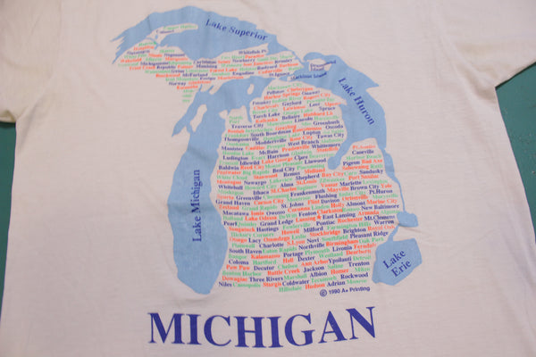 Michigan Great Lakes Cities Vintage 90's Single Stitch Tourist Location T-Shirt