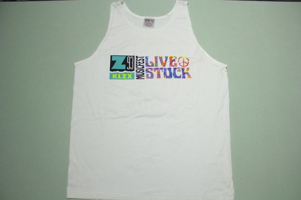 KLZX 93 Live Stock Music Fest Vintage 90's Peace Love Utah Classic Rock Tank Top