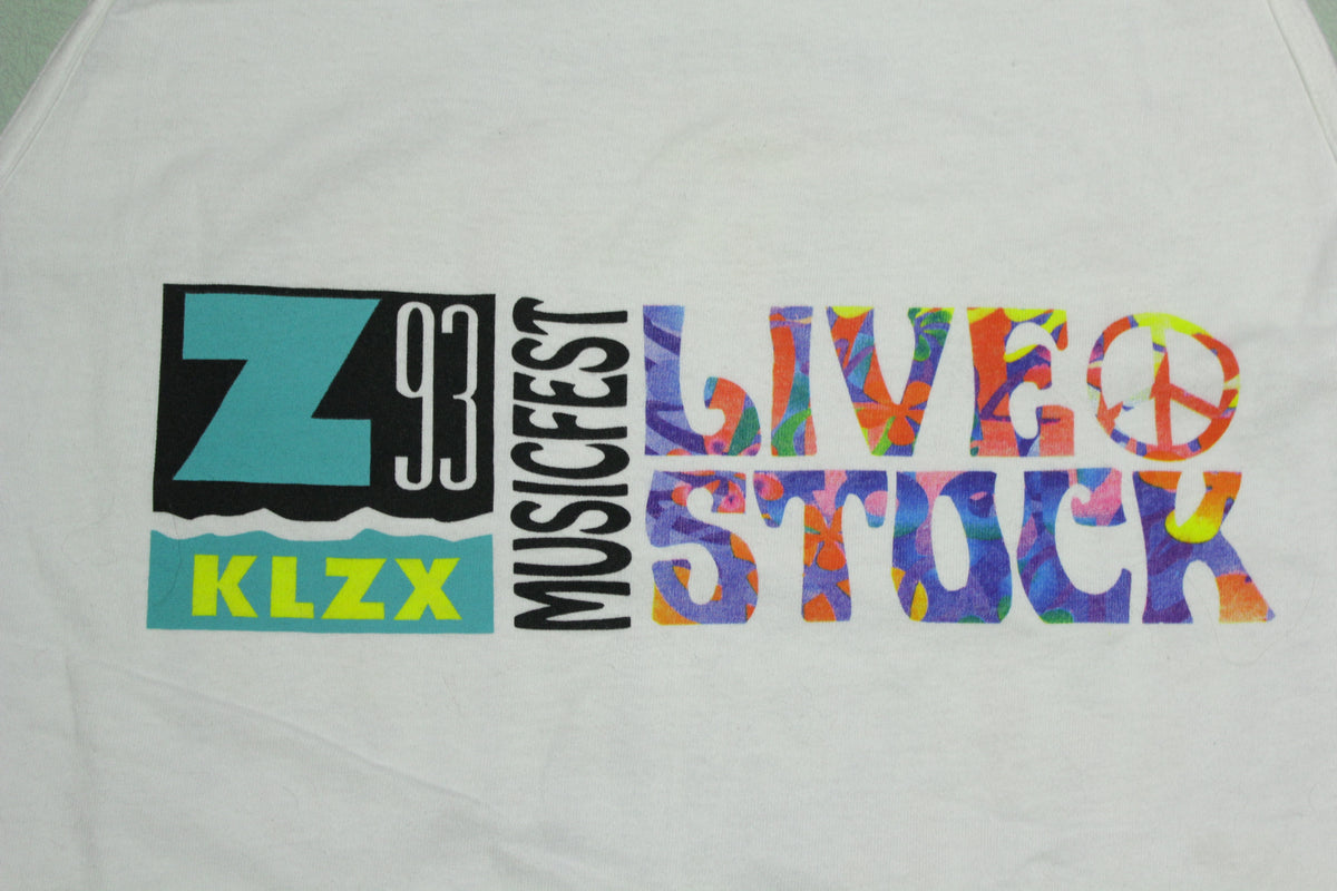 KLZX 93 Live Stock Music Fest Vintage 90's Peace Love Utah Classic Rock Tank Top
