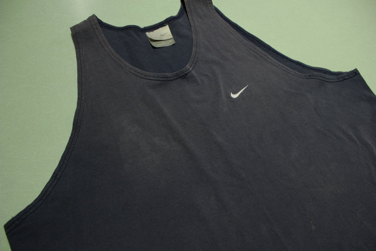 Nike Navy Blue Embroidered Swoosh Check Vintage 90's Made in USA Tank Top