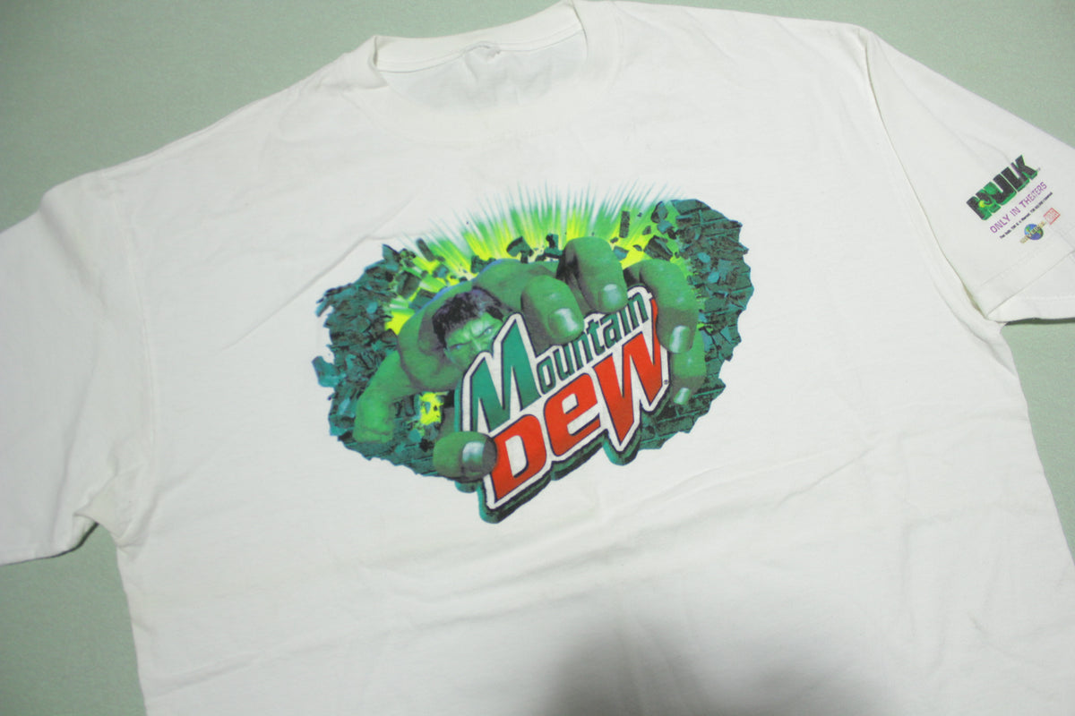 Hulk 2003 Mt. Dew Marvel Mountain Universal Studios Licensed Movie Promo T-Shirt
