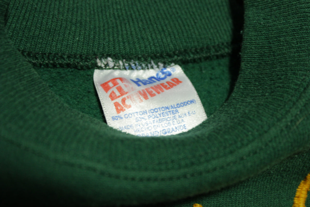 Fall Maple Leaf Vintage 90's Green Crewneck Hanes Sweatshirt