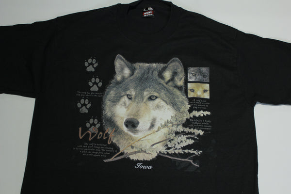 Wolf Facts Vintage 90's Single Stitch Screen Stars Iowa Tourist T-Shirt