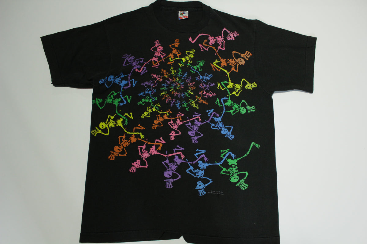 Grateful Dead 1990 Brockum G.D.M Skeleton Spiral  Vintage 90's Distressed T-Shirt