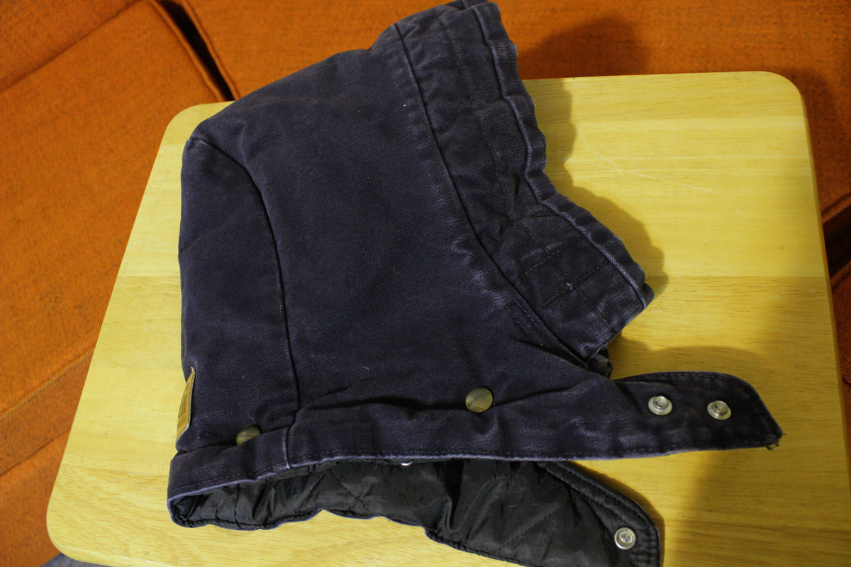 Mens Carhartt Duck Canvas Quilt Lined Jacket Coat Hood Hoodie A02 Blue