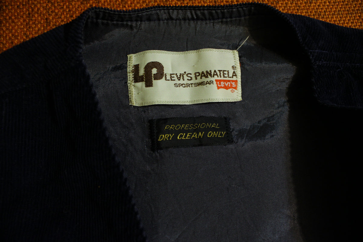 Levis Panatela Blue Corduroy Disco Vest. Vintage 70's Blazer Vest