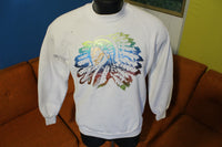 American Indian Native Tribal Foil Print Vintage 80's Sweatshirt. Metallic Graphics