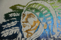 American Indian Native Tribal Foil Print Vintage 80's Sweatshirt. Metallic Graphics