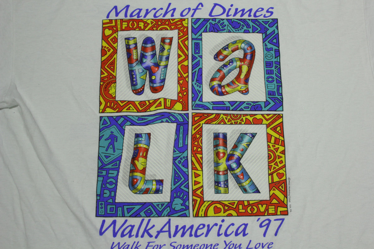 March of Dimes 1997 Walk America Vintage 90's Hanes Fund Raise T-Shirt
