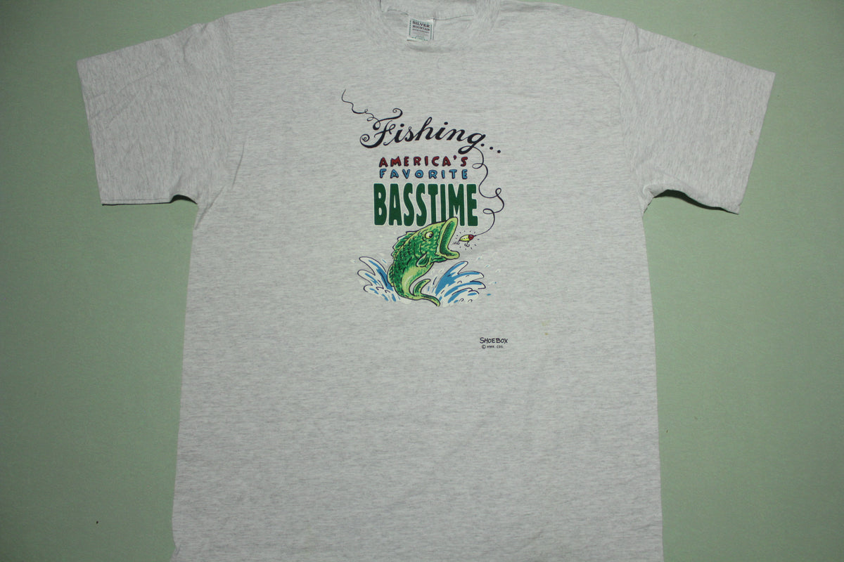 Fishing Is America's Favorite Basstime Shoe Box Hallmark Vintage 90's T-Shirt