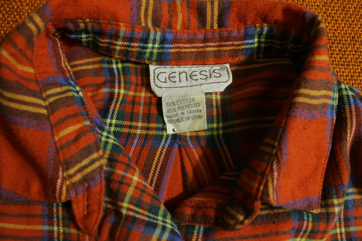 Genesis Vintage 70's 80's Women's Small One Pocket Flannel Outdoor Shirt.