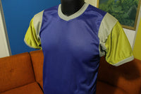 Mesh 70's Blue Yellow Jersey Short Sleeve Shirt. Sports Top.