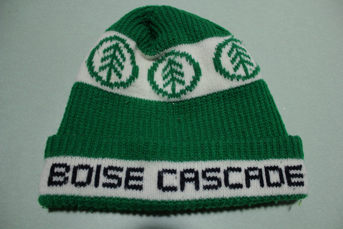 Boise Cascade Vintage 80's Green Pine Stocking Hat Snow Cap Beanie