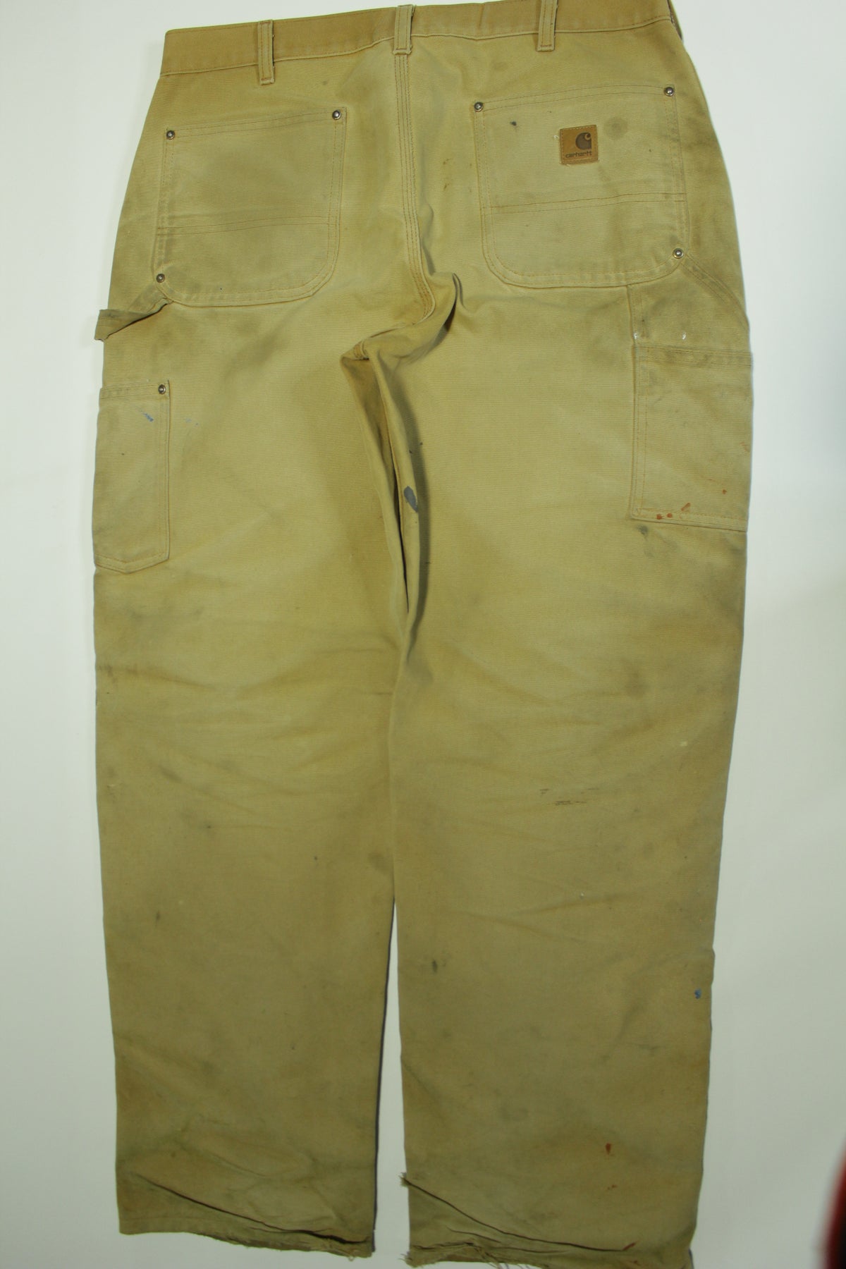 Carhartt B136 BRN Dungaree Fit Duck Wash Canvas Double Knee Front Work Construction Pants