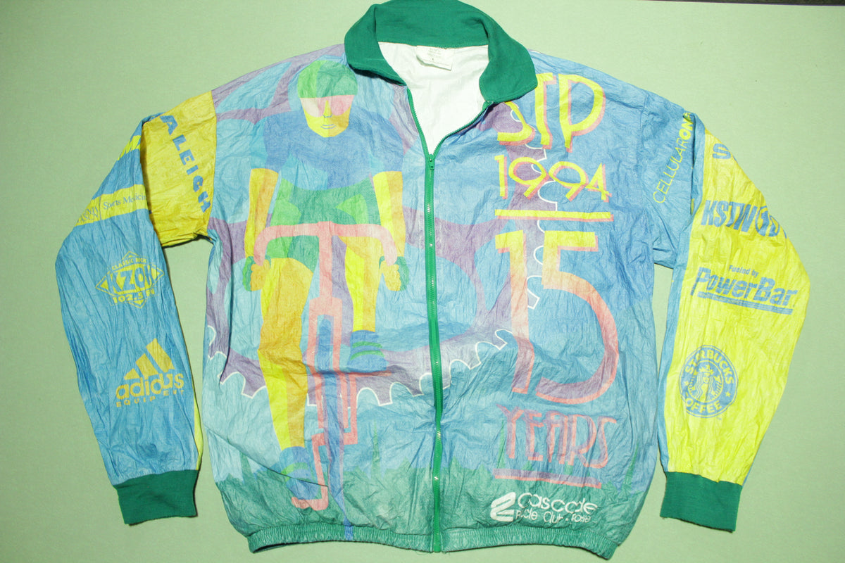 1994 STP Seattle Portland Starbucks 90's Adidas Tyvek Cycling Racing Bicycle Jacket