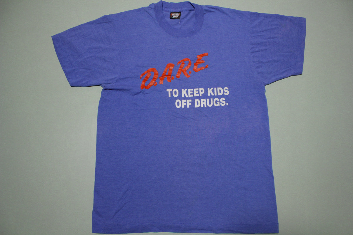 Dare To Keep Kids Off Drugs Blue Single Stitch Vintage 90s Screen Stars USA T-Shirt