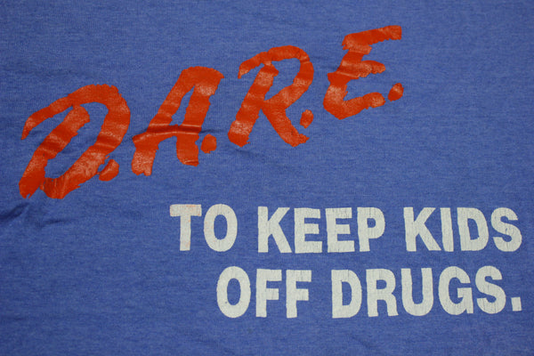 Dare To Keep Kids Off Drugs Blue Single Stitch Vintage 90s Screen Stars USA T-Shirt