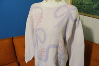 Jolie Women's 80's Pastel Long Sleeve Sweater US Made Fairy Kei Kawaii Bowtie