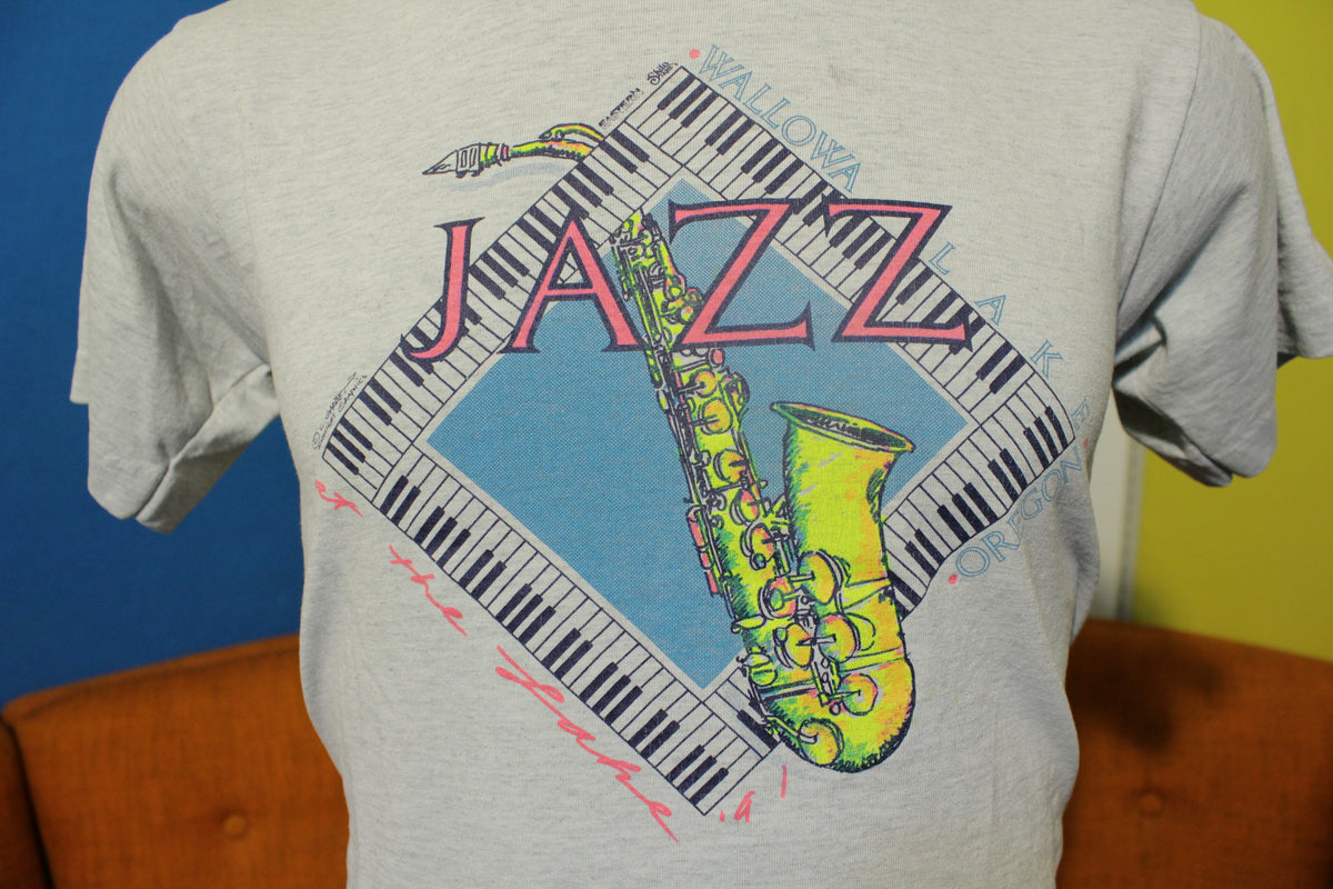 Jazz At The Lake 1991 Wallowa Oregon Piano Sax Vintage 90's T-Shirt Tee
