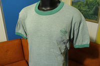 Super Concrete 1928 Heathered Green Vintage 70s Sportswear Ringer T-Shirt Pocket Tee
