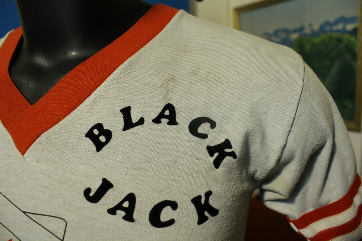 21 Black Jack Ace of Spades Vintage 70's Ringer Striped Custom Shirt TPlus T Plus