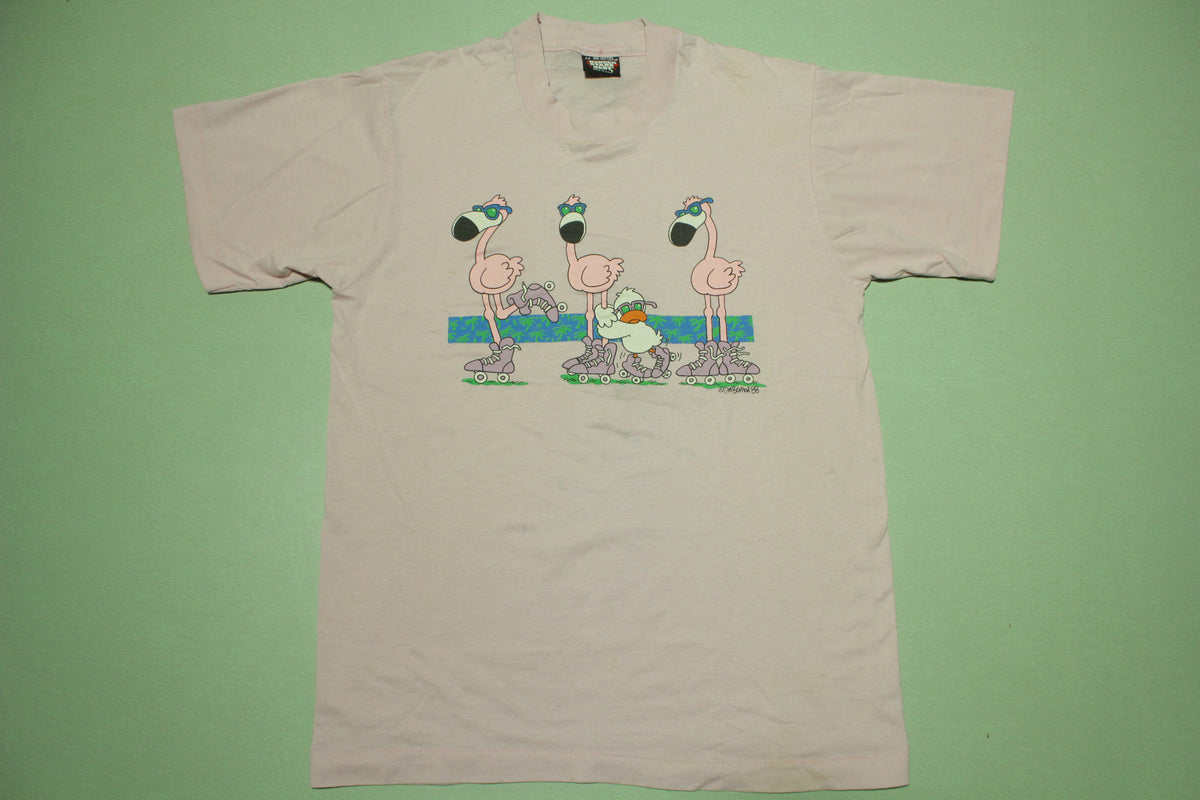 Pink Flamingo and Baby Duck Vintage Jim Benton Cartoonist Screen Stars T-Shirt