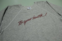 To Your Health Vintage Heathered Gray 1980's Crewneck Made in USA Sweatshirt