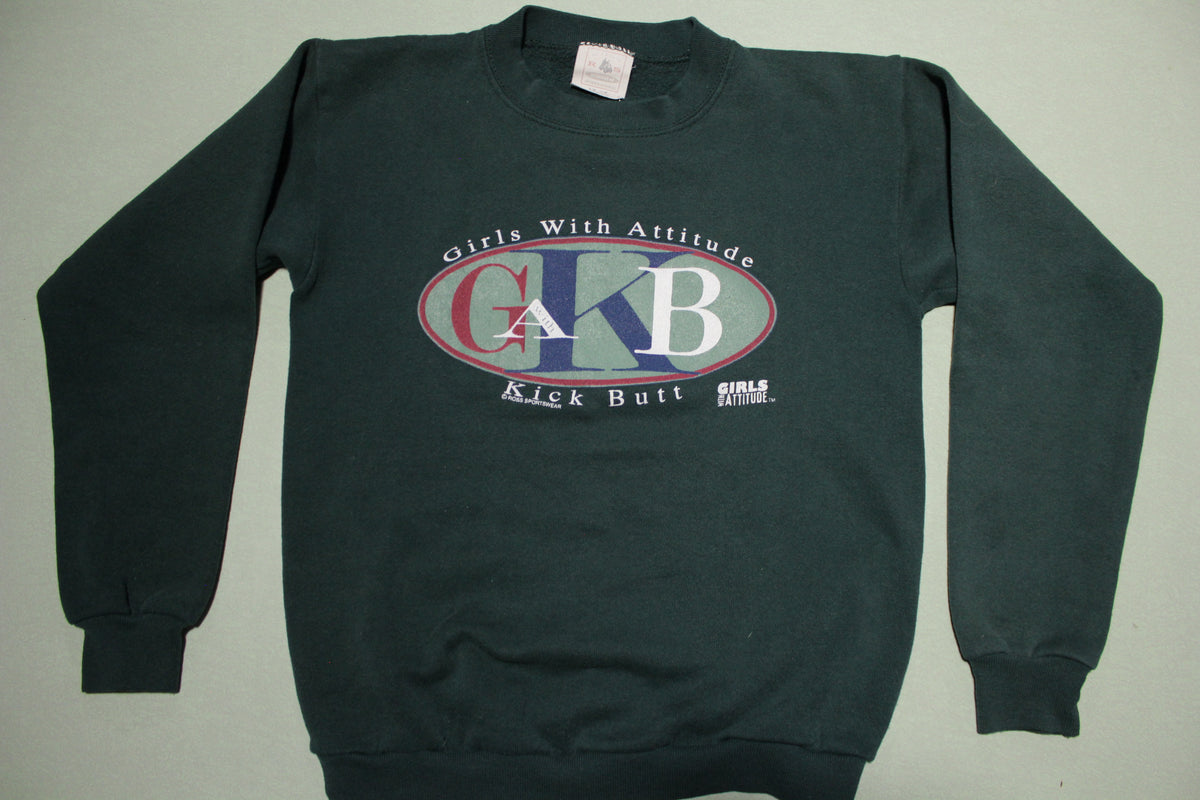 Girls With Attitude Kick Butt Vintage 90's Crewneck Made in USA Sweatshirt
