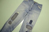 Rustler Vintage 70's Paper Tag Patch Work Repaired Hippy Denim Blue Jeans